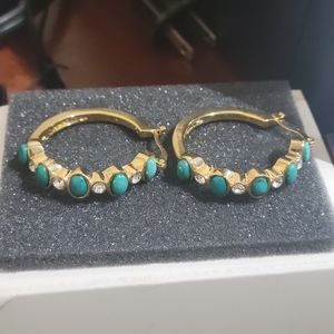 Hoop earrings by Adrienne gold and turquoise